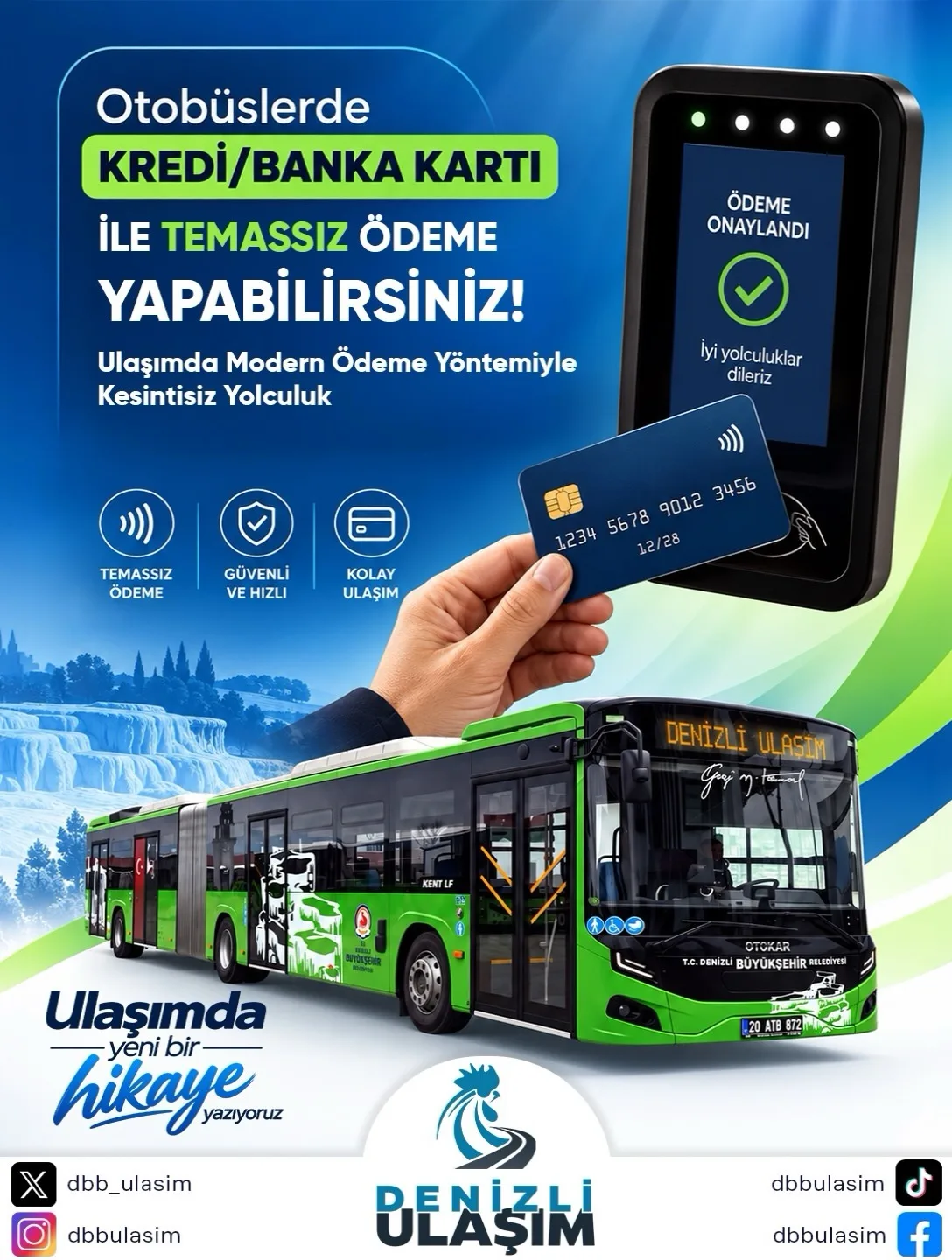 Otobüslerde kredi ve banka kartı ile temassız ödeme