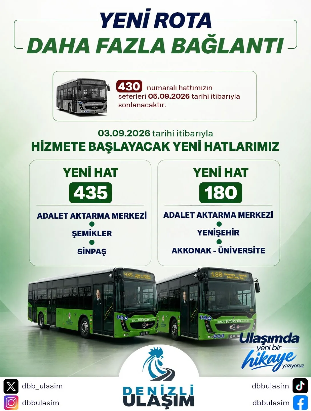 Yeni hatlar 435 ve 180 duyurusu